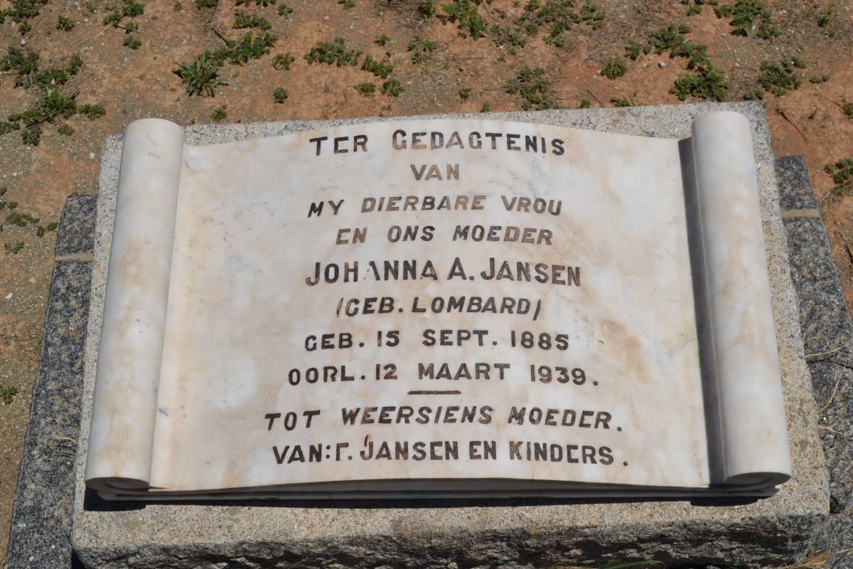 JANSEN Johanna A. nee LOMBARD 1885-1939