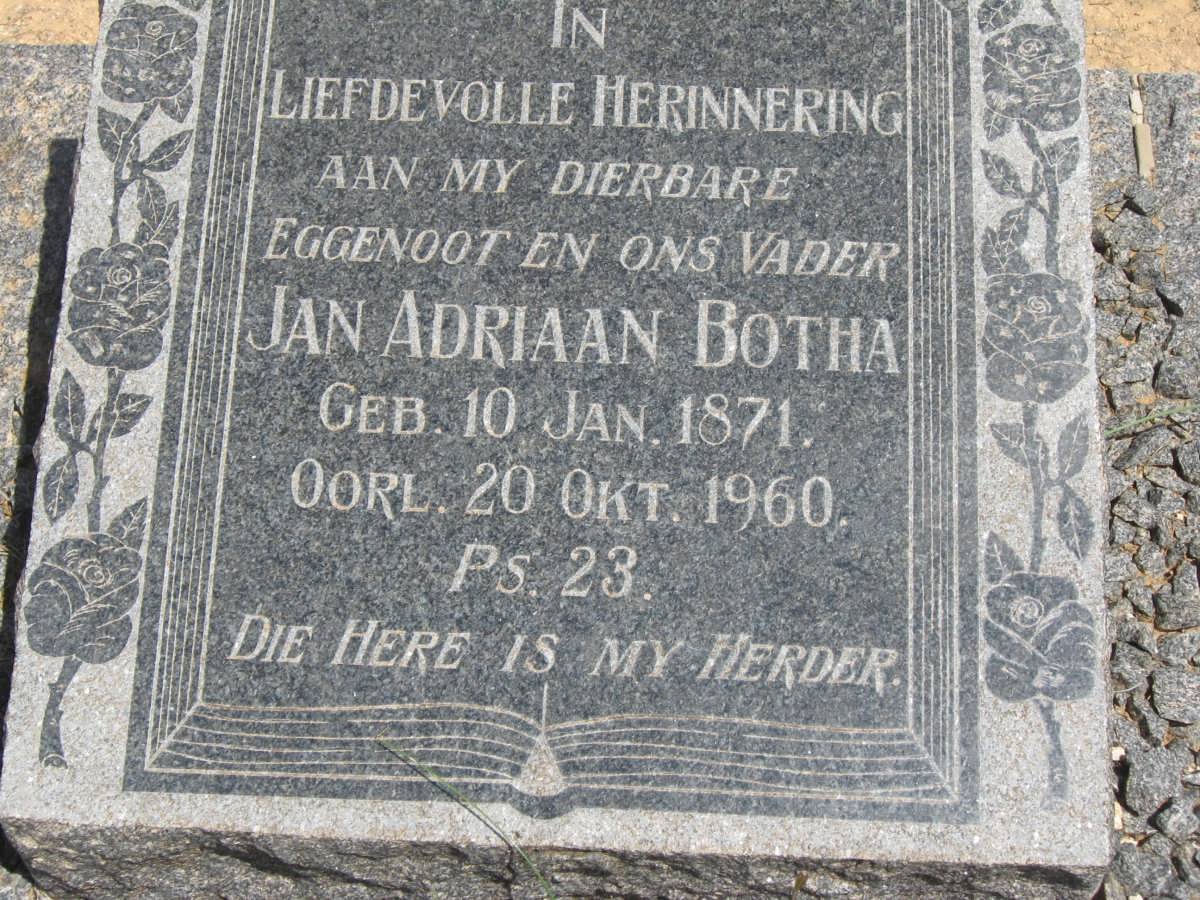 BOTHA Jan Adriaan 1871-1960