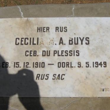 BUYS Cecilia M.A. nee DU PLESSIS 1910-1949
