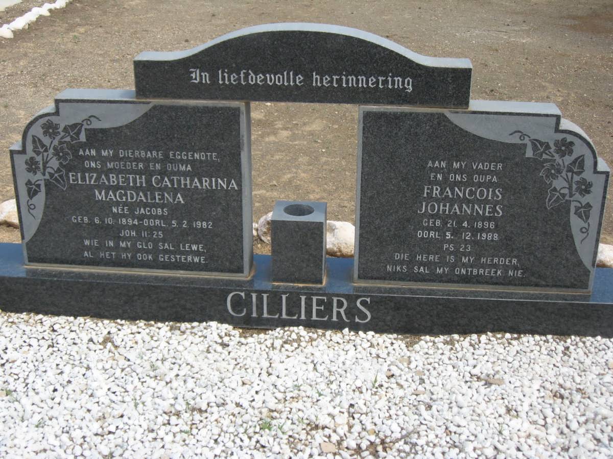 CILLIERS Francois Johannes 1896-1988 &amp; Elizabeth Catharina Magdalena JACOBS 1894-1982