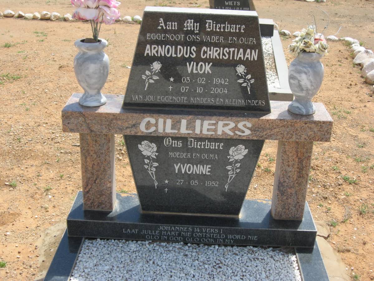 CILLIERS Arnoldus Christiaan Vlok 1942-2004 &amp; Yvonne 1952-