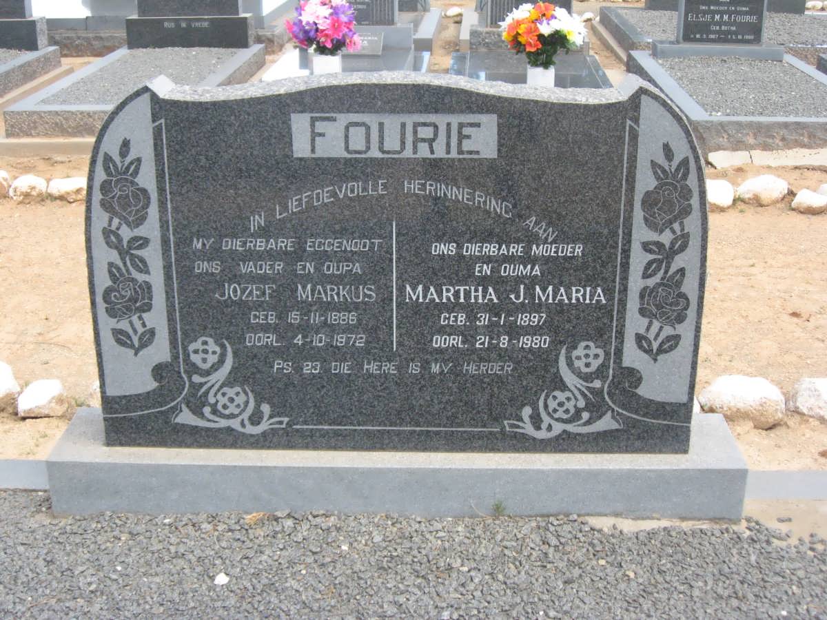 FOURIE Jozef Markus 1886-1972 &amp; Martha J. Maria 1897-1980