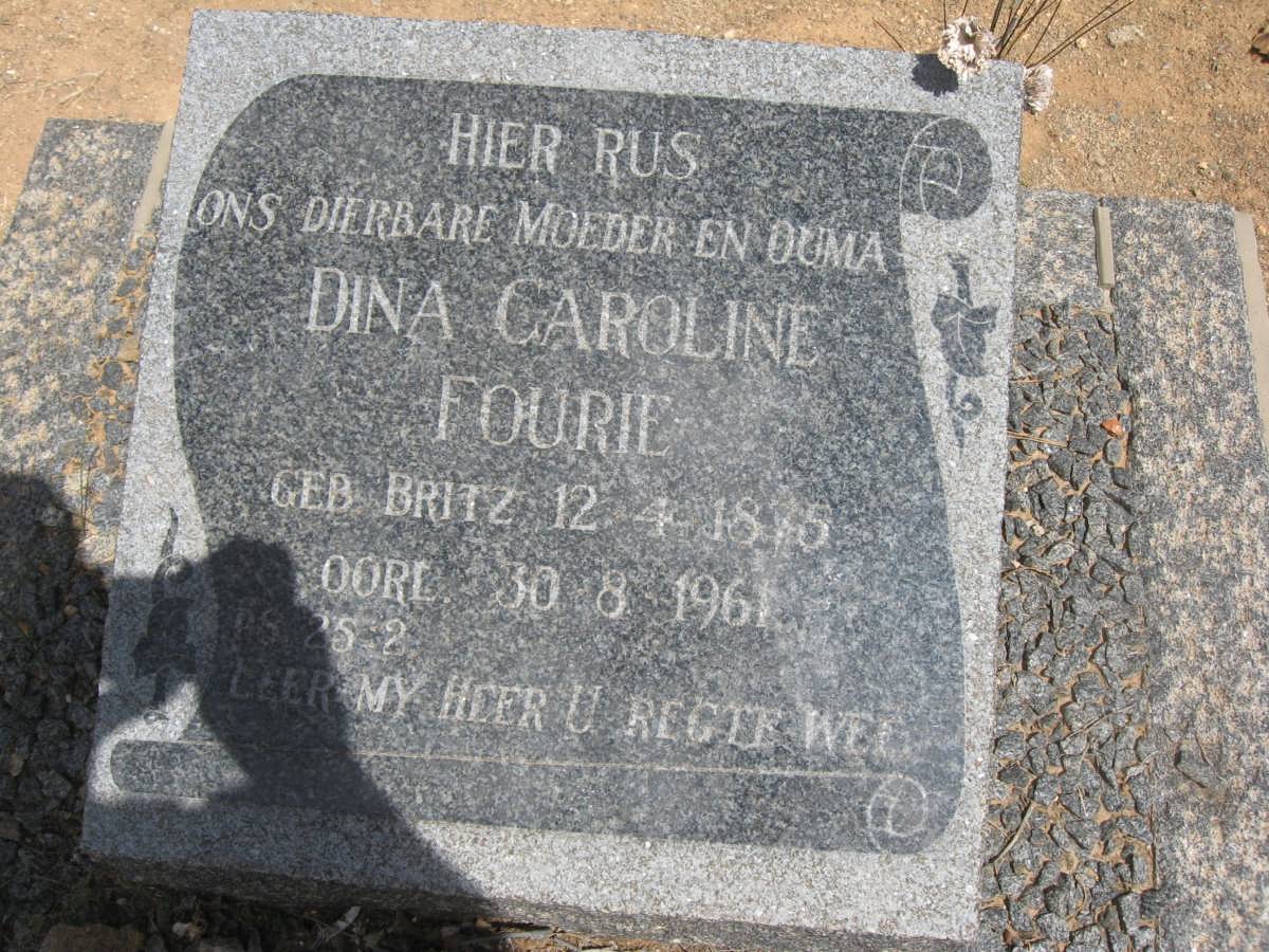FOURIE Dina Caroline nee BRITZ 1875-1961