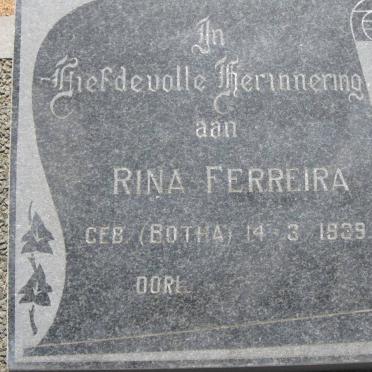 FERREIRA Rina nee BOTHA 1939-