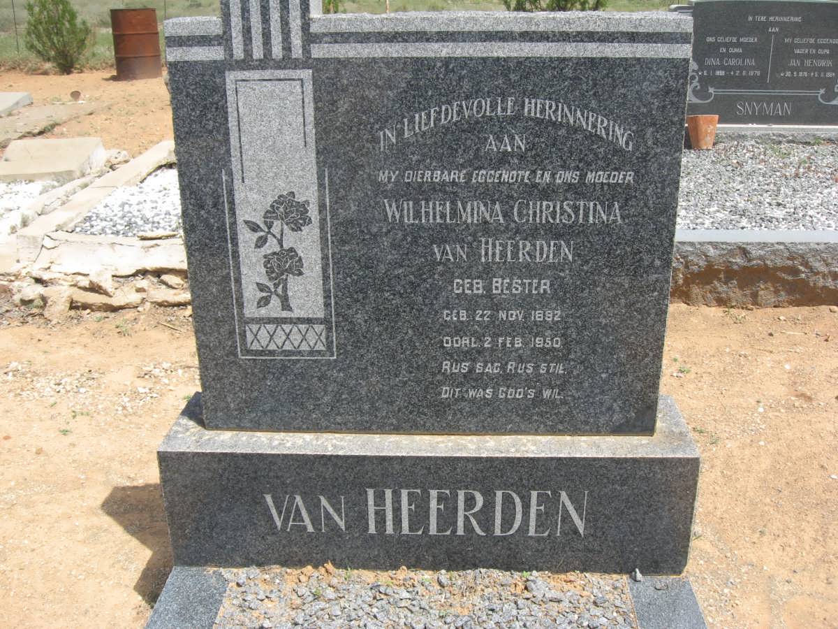 HEERDEN Wilhelmina Christina, van nee BESTER 1892-1950