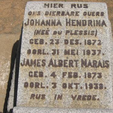 MARAIS James Albert 1873-1939 &amp; Johanna Hendrina DU PLESSIS 1872-1937