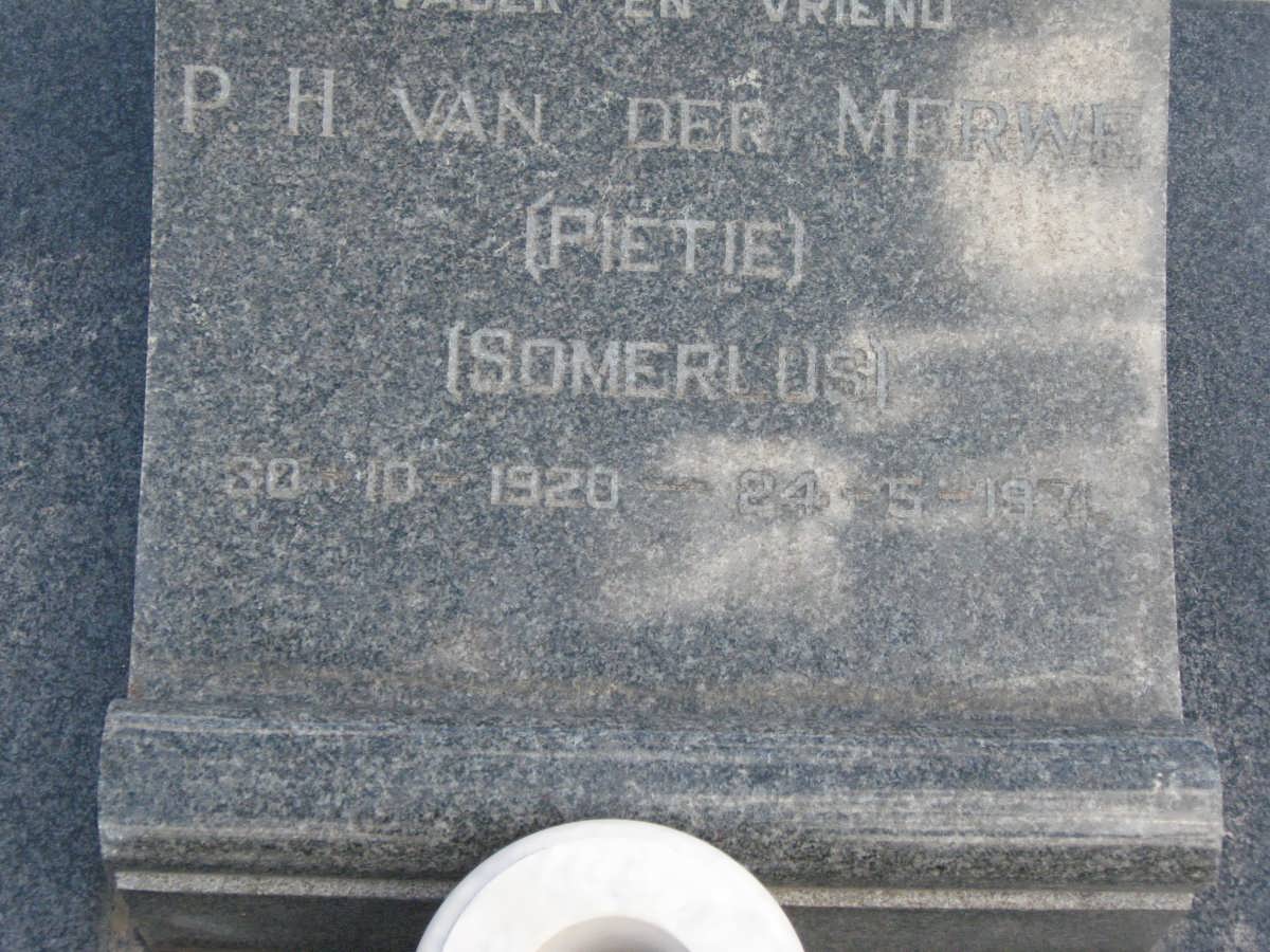 MERWE P.H., van der 1920-1971