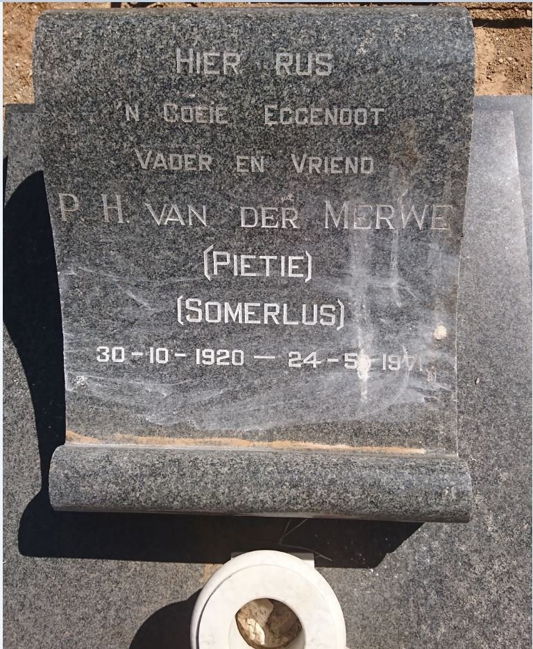 MERWE P.H., van der 1920-1971