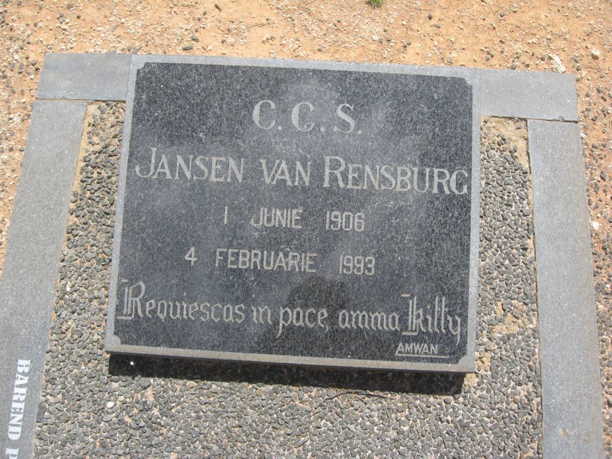 RENSBURG C.C.S., Jansen van 1906-1993