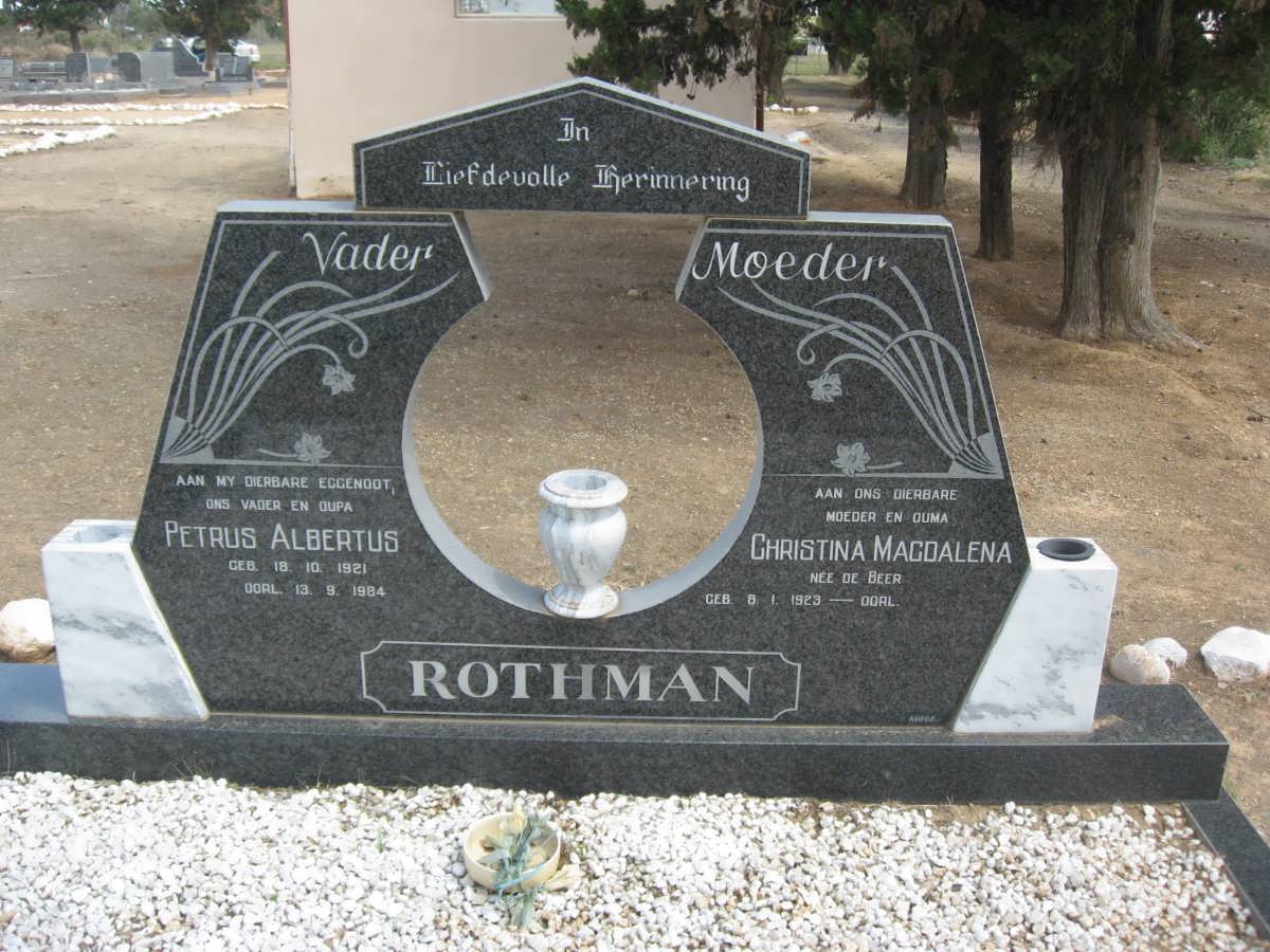 ROTHMAN Petrus Albertus 1921-1984 &amp; Christina Magdalena DE BEER 1923-
