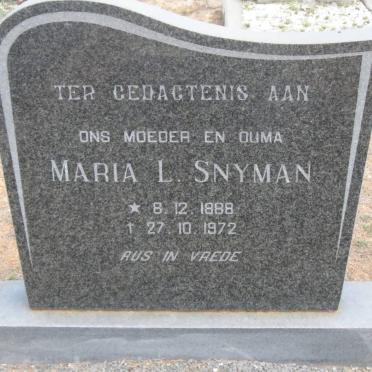 SNYMAN Maria L. 1888-1972