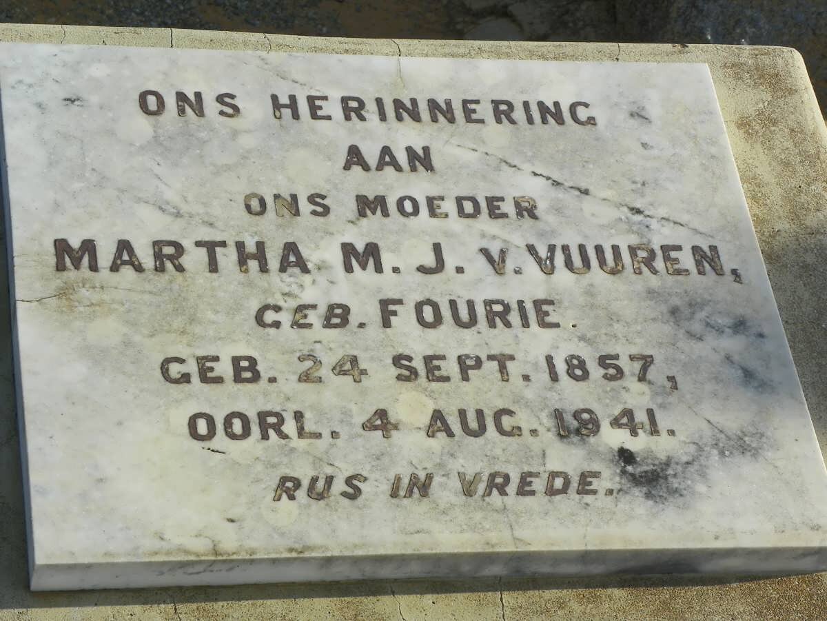 VUUREN Martha M.J., v. nee FOURIE 1857-1941