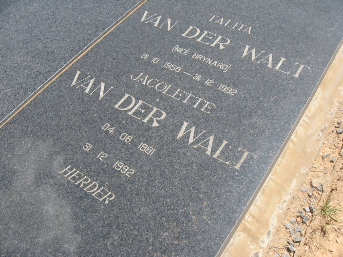 WALT Talita, van der nee BRYNARD 1956-1992 :: VAN DER WALT Jacolette 1981-1992