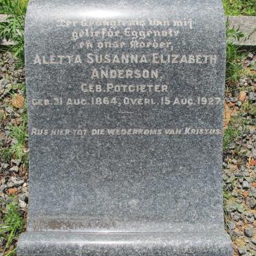 ANDERSON Aletta Susanna Elizabeth nee POTGIETER 1864-1927