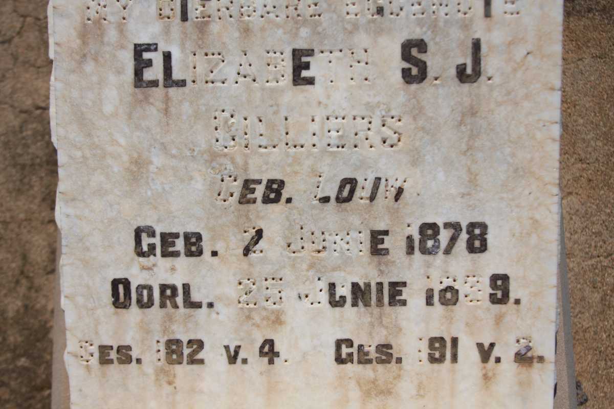 CILLIERS Elizabeth S.J. nee LOUW 1878-1989