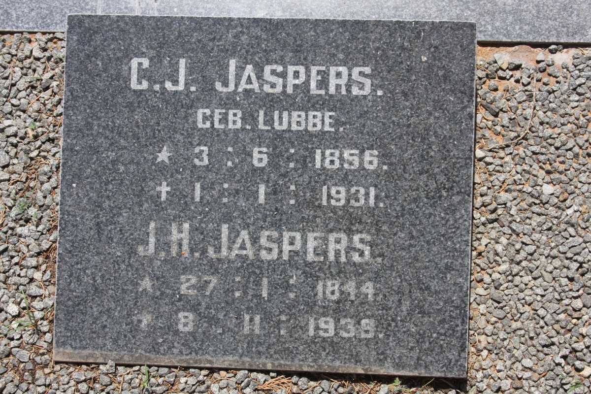JASPERS J.H. 1844-1935 &amp; C.J. LUBBE 1856-1931
