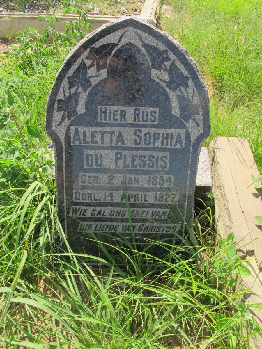 PLESSIS Aletta Sophia, du 1884-1927