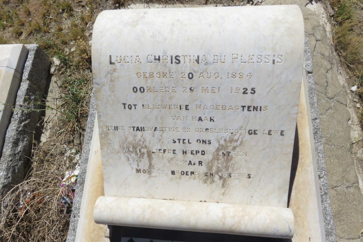 PLESSIS Lucia Christina, du 1884-1925