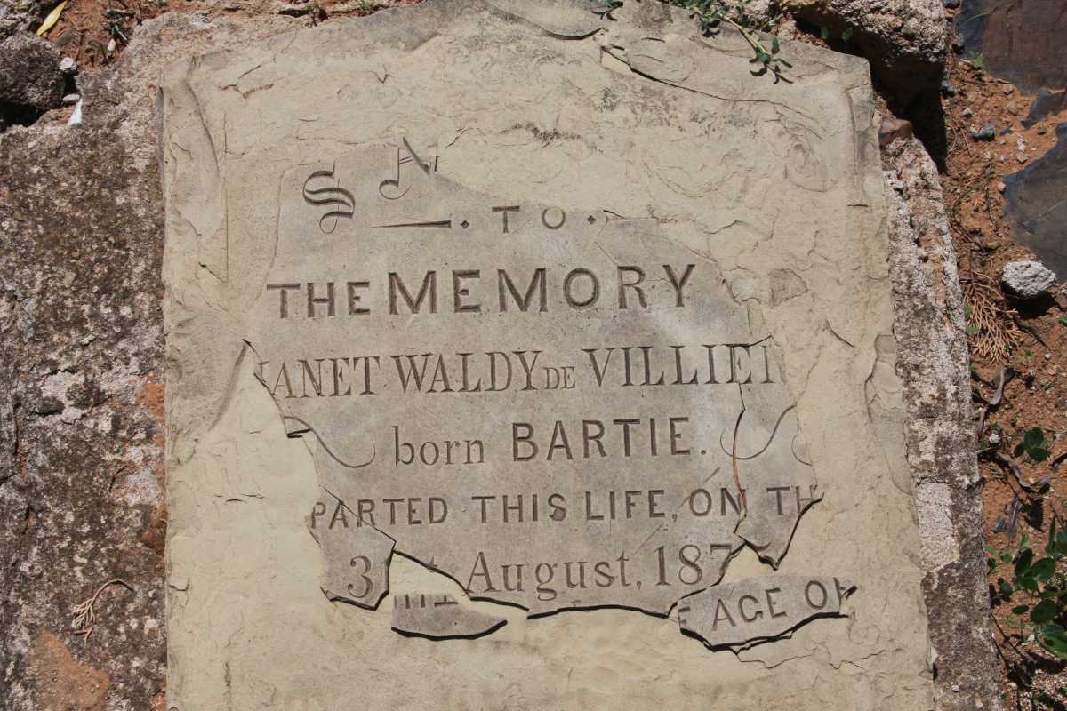 VILLIERS Janet Waldy, de nee BARTIE -187?