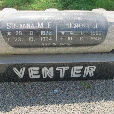 VENTER Ockert J. 1866-1945 &amp; Susanna M.F. 1872-1924