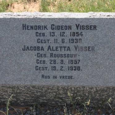 VISSER Hendrik Gideon 1854-1930 &amp; Jacoba Aletta ROUSSOUW 1857-1938