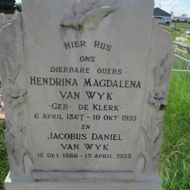 WYK Jacobus Daniel, van 1866-1938 &amp; Hendrina Magdalena DE KLERK 1867-1933