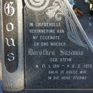 GOUS Dorothea Susanna nee STEYN 1911-1978