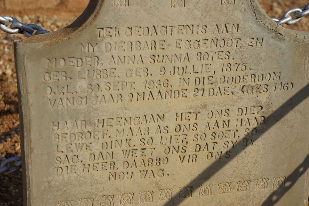 BOTES Anna Sunna nee LUBBE 1875-1936