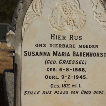 BADENHORST Susanna Maria nee GRIESSEL 1868-1945