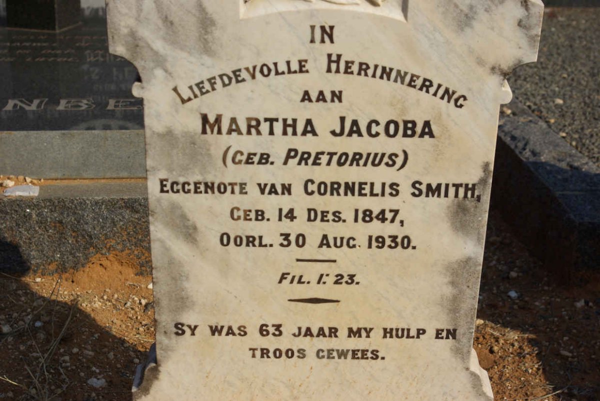 SMITH Martha Jacoba nee PRETORIUS 1847-1930