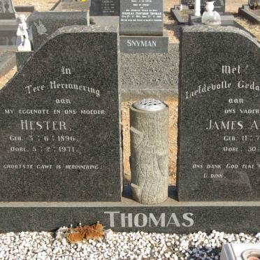 THOMAS James Andrew 1889-1973 &amp; Hester 1896-1971