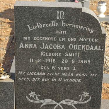 ODENDAAL Anna Jacoba nee SMIT 1916-1965