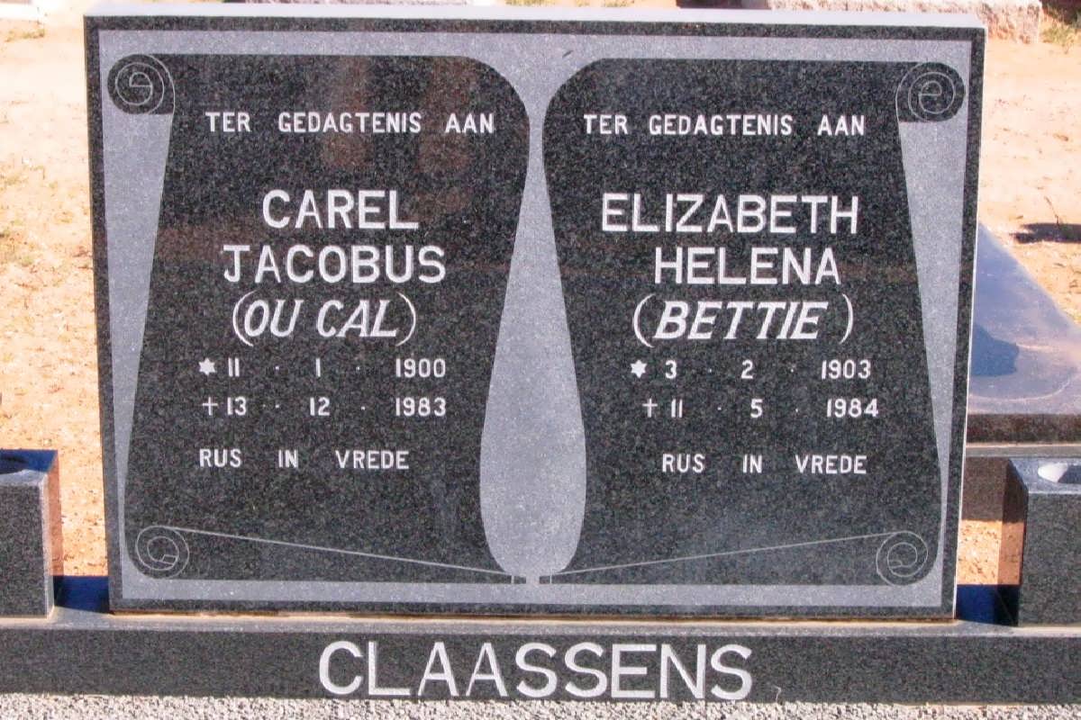 CLAASSENS Carel Jacobus 1900-1983 &amp; Elizabeth Helena 1903-1984