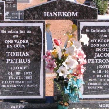 HANEKOM Tobias Petrus 1923-2003 &amp; Jacoba Petronella 1933-2000