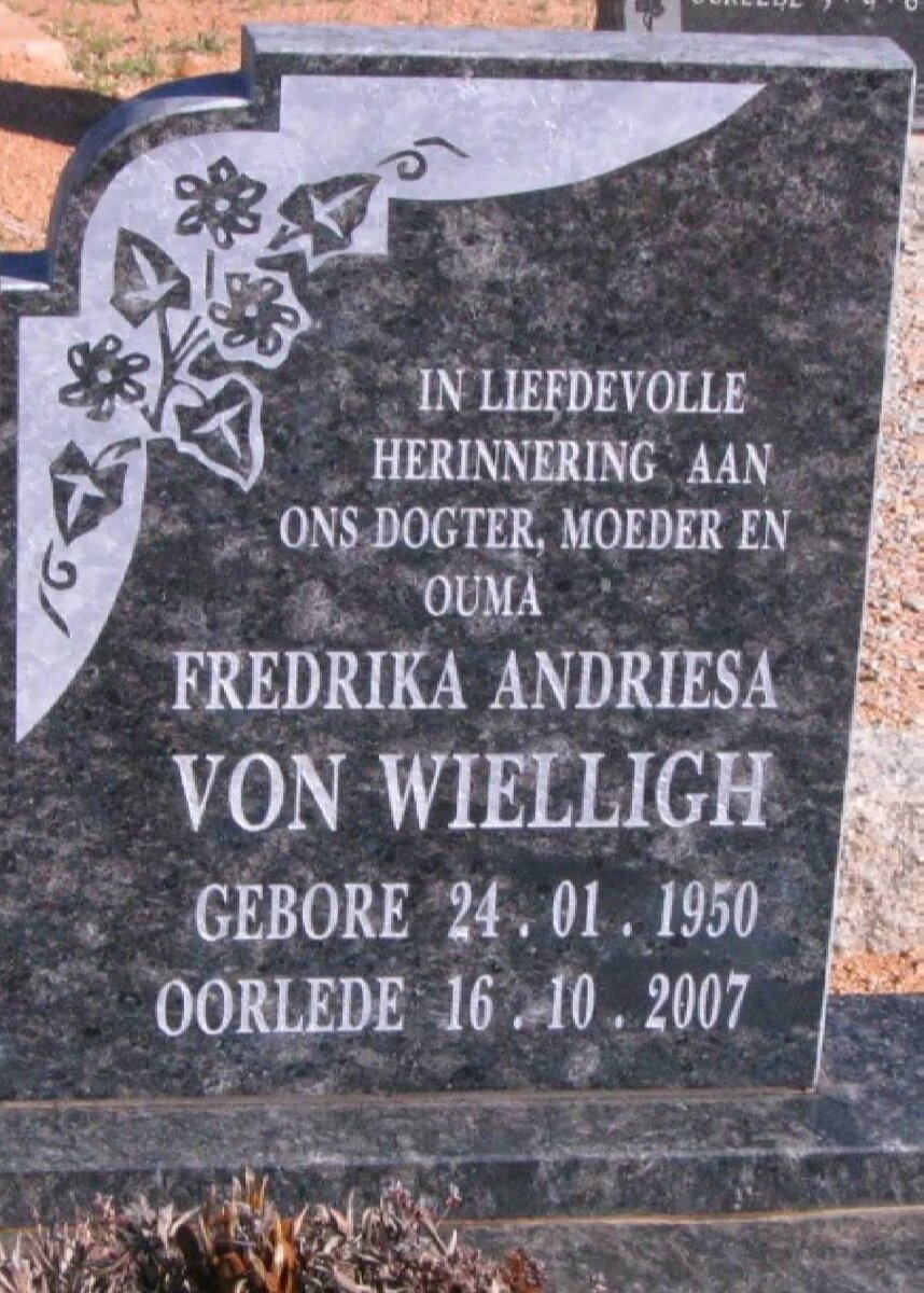 WIELLIGH Fredrika Andriesa 1950-2007