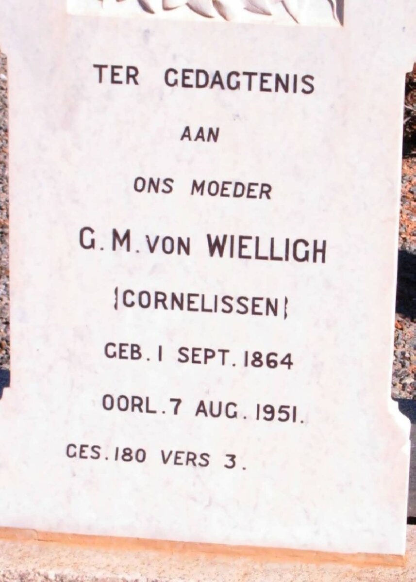 WIELLIGH G.M., von nee CORNELISSEN 1864-1951