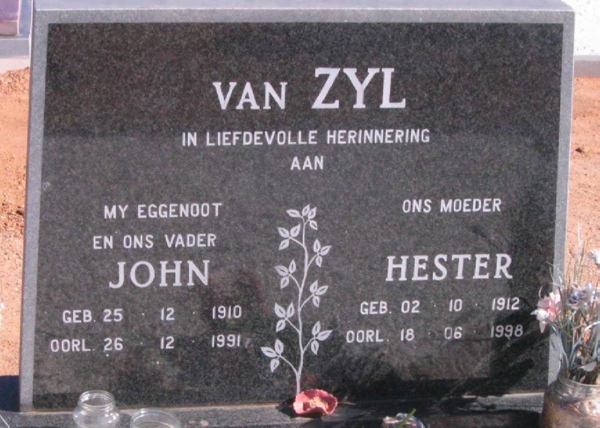 ZYL John, van 1910-1991 &amp; Hester 1912-1998