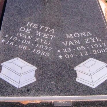 ZYL Willem Sterrenberg, van 1907-1973 &amp; Mona 1912-2005 :: DE WET Hetta nee VAN ZYL 1937-1985