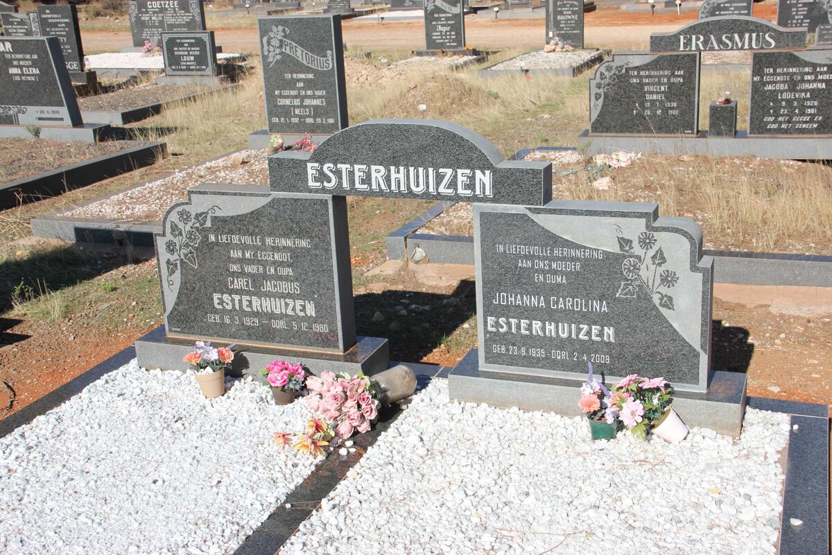 ESTERHUIZEN Carel Jacobus 1929-1980 &amp; Johanna Carolina 1935-2009