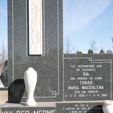 MERWE Maria Magdalena, van der nee VAN TONDER 1936-1983