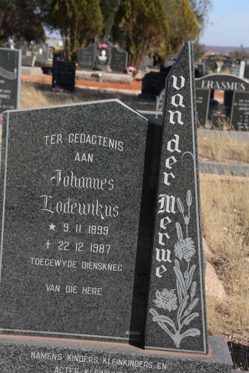 MERWE Johannes Lodewikus, van der 1899-1987