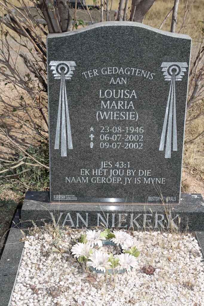 NIEKERK Louisa Maria, van 1946-2002