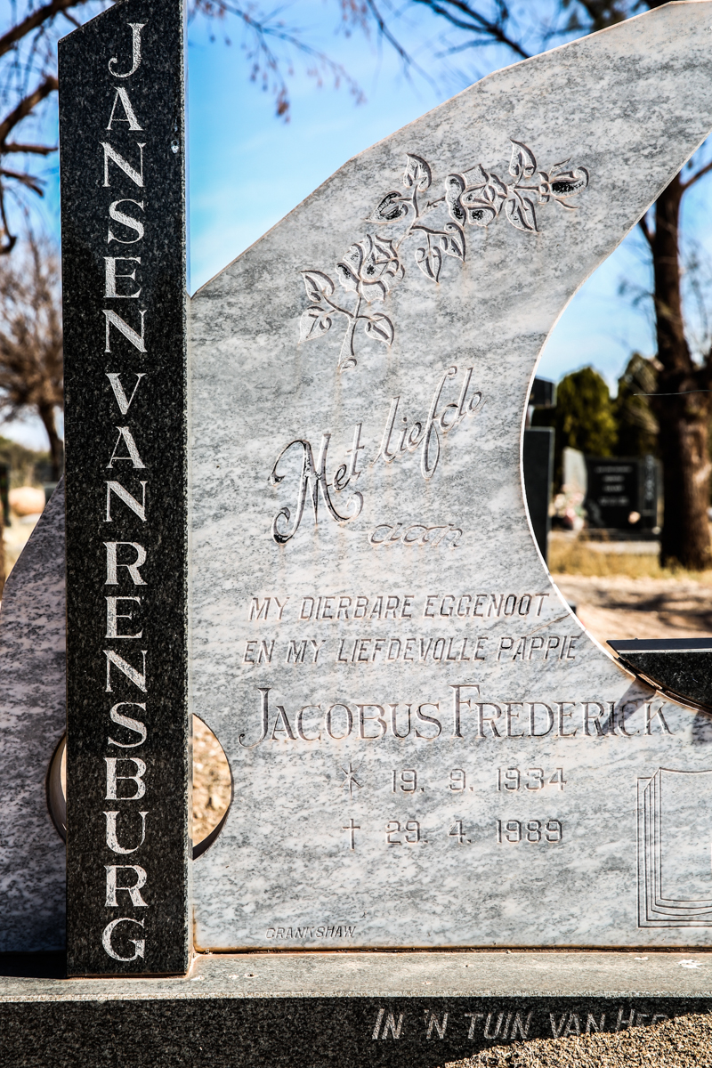 RENSBURG Jacobus Frederick, Jansen van 1934-1989