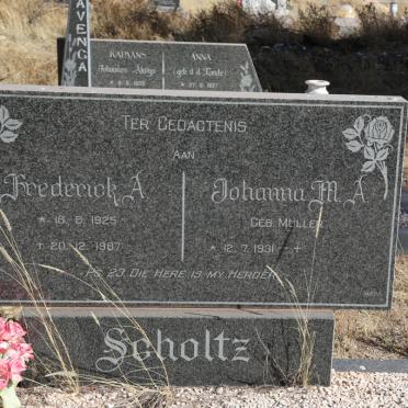SCHOLTZ Frederick A. 1925-1987 &amp; Johanna M.A. MULLER 1931-