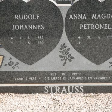 STRAUSS Rudolf Johannes 1952-1990 &amp; Anna Magdalena Petronella 1956-
