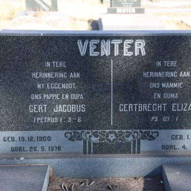 VENTER Gert Jacobus 1900-1978 &amp; Gertbrecht Elizabeth 1900-1983