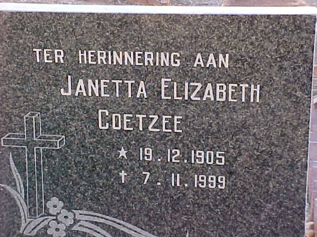 COETZEE Janetta Elizabeth 1905-1999