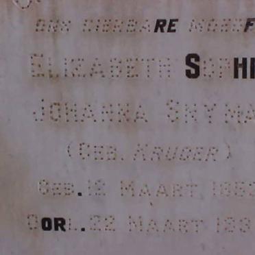 SNYMAN Elizabeth Sophia Johanna neé KRUGER 1852-1936