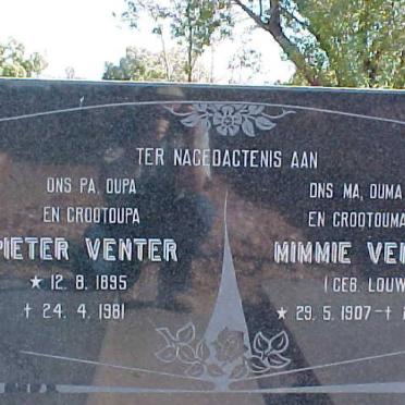 VENTER Pieter 1895-1981 &amp; Mimmie LOUW 1907-1986