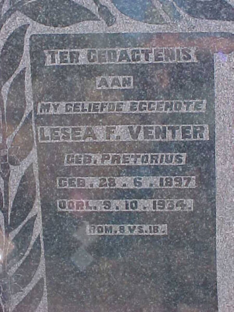 VENTER Lesea F. 1897-1934